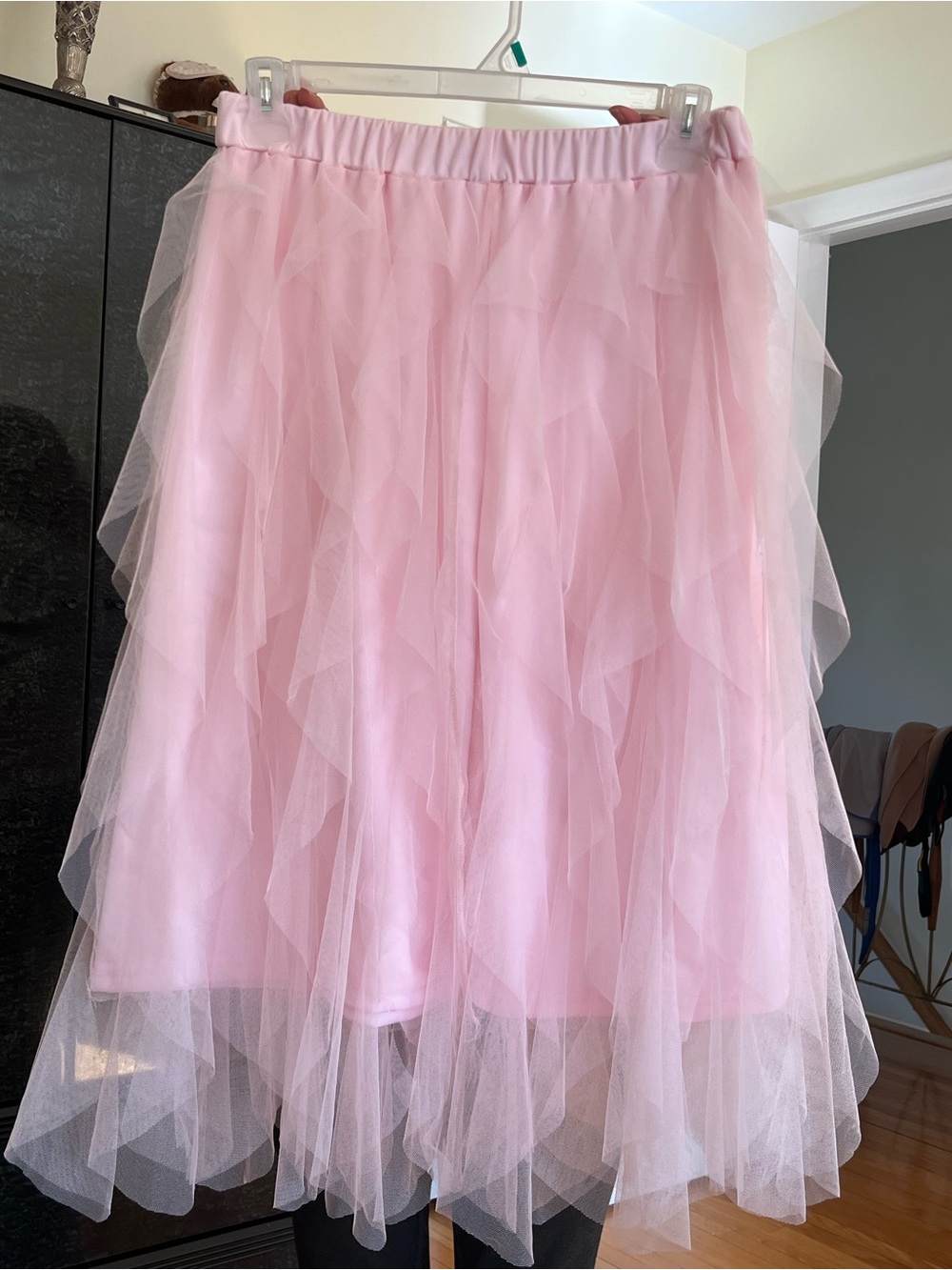 Women’s Pink Layered Tulle Midi Skirt